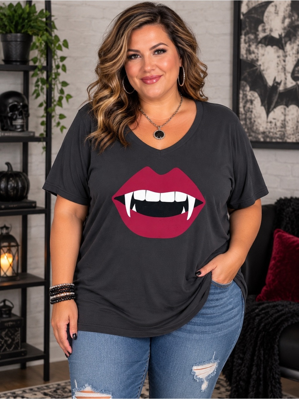🎃🎃 LuLaRoe Charcoal V-Neck Tee